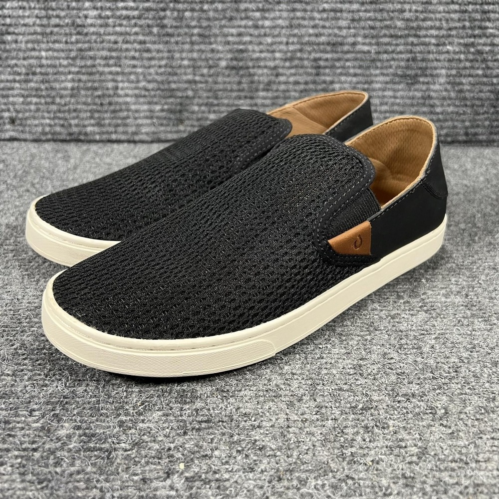 OluKai Pehuea Shoes Womens Size 8 Black Slip On Mesh Casual Sneakers 20271-4040